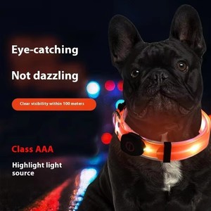 Correa de Perro de PVC Suave de Lujo con Interior de Nailon Impermeable, Luz LED Recargable por USB, <span class=keywords><strong>Collar</strong></span> de Perro de Goma con Patrón Sólido - Product Image 4