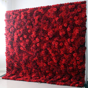 Muro <span class=keywords><strong>de</strong></span> Flores <span class=keywords><strong>de</strong></span> Seda Rojas para Decoración <span class=keywords><strong>de</strong></span> Bodas, Fondo para Fotos y <span class=keywords><strong>Videos</strong></span>, Flores Artificiales - Product Image 1