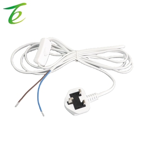 Cabo de alimentação padrão britânico de dois pinos com interruptor 303, fio de plugue britânico, cabo de três pinos branco, fio de cobre puro - Product Image 3