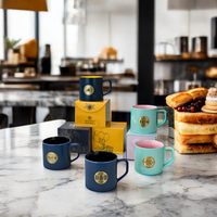 Ensemble de tasses en grès céramique au design moderne personnalisé de 500ml, grande capacité en ABS, allant au micro-ondes, pour occasions de mariage, boîtes cadeaux incluses