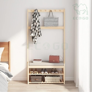 Entryway Large Wall <b>Hook</b> Stand Shoes Rack Holder Wooden <b>Storage</b> Shelf <b>Coat</b> Racks <b>with</b> Seat - Product Image 1