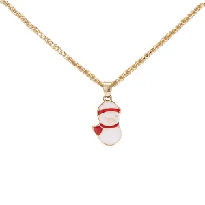 DY Gold Christmas Snow Boy Pendant Necklace Christmas Necklace with Card for Women