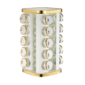 Ensemble de porte-épices rotatif, organisateur d'épices rond/carré pour comptoir avec 12/16/20 bocaux, <span class=keywords><strong>rangement</strong></span> d'épices de luxe avec bordure dorée pour la cuisine - Product Image 5