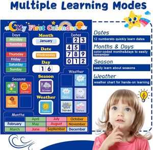 Learning Kids Magnetic <b>Pocket</b> Chart Classroom Daily Calendar Monthly Educational Charts for Preschool Magnetic <b>Pocket</b> Chart - Product Image 3