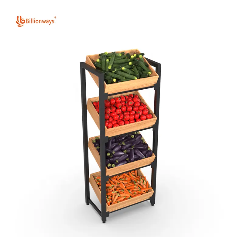 Custom ized Europa und Amerika Beliebte Holz Obst und Gemüse Display Regal für Supermarkt Gemüse regal Einzelhandel geschäfte