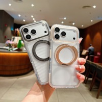 Coque mate pour iPhone 17 Pro avec support rotatif à rayures ondulées, protection latérale pour iPhone 18 Pro/16/15