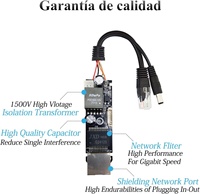 Active 48V a 12V PoE Power Over Ethernet Splitter Adapter Conmutadores de red
