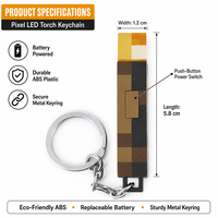 Lampu Gantungan Kunci LED Pixel Torch, Gantungan Kunci Bergaya Game Blocky, Liontin Torch Keren Bercahaya, Gantungan Kunci Unik untuk Tas dan Ransel