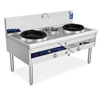 Cuisinière à gaz professionnelle à double foyer haute efficacité, température unique, double cuve, pour service intensif en restaurant