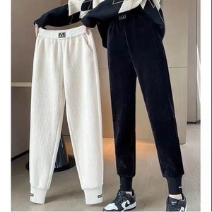 Women's Corduroy Jogger Sweatpants Thickened Fleece <b>Lined</b> Casual <b>Pants</b> Apricot Black Micro Elastic Breathable CX 915 - Product Image 4