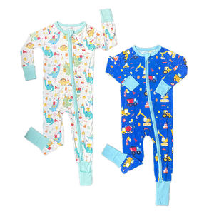 Pykk cerniera pigiama di bambù per neonato bambino e <span class=keywords><strong>bambina</strong></span> stampa quadrata <span class=keywords><strong>abbigliamento</strong></span> stile occidentale per l'estate 0-2 anni - Product Image 5