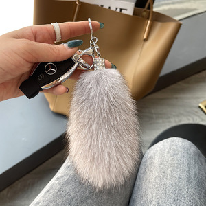 Chaveiros de Cauda de Raposa em Pele de Coelho Genuína para Mulheres e Homens, Pingente de Pompom, Suporte para Chaves, Enfeites Fofos para Pendurar em Bolsas, Acessórios - Product Image 5