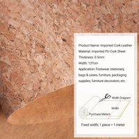 Tissu en liège naturel KEMERLIN, grain de bois, cuir PU pour meubles, canapés, bagages - Imperméable et résistant à l'abrasion YHG008
