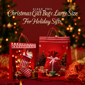 4141 Gold Foil <b>Christmas</b> <b>Gift</b> <b>Bag</b> <b>Large</b> Size For Holiday <b>Gifts</b> - Product Image 3