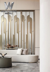 Paravent de séparation en métal de luxe au design personnalisé pour la décoration des halls d'hôtel, séparateur en acier inoxydable, <span class=keywords><strong>panneau</strong></span> de cloison en métal - Product Image 6