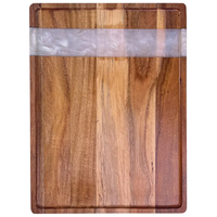 Produit Tendance 2026 Plateau de Service Rectangulaire Grande Taille Facile à Nettoyer en Bois et Résine Durable pour Cuisine, Table Basse, Bar
