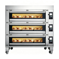 Four de boulangerie commercial à 3 niveaux et 9 plateaux avec écran tactile et minuterie intégrée pour la cuisson de pizzas et de pains