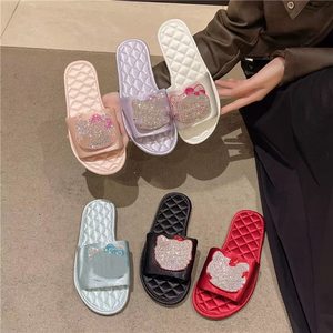 Ciabatte da donna e ragazza <span class=keywords><strong>per</strong></span> uso domestico, con strass, punta aperta, piatte, <span class=keywords><strong>antiscivolo</strong></span>, <span class=keywords><strong>per</strong></span> esterno, <span class=keywords><strong>sandali</strong></span> all'ingrosso - Product Image 1