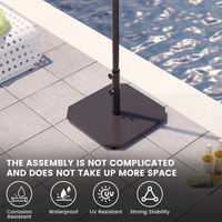 JH-Mech Support de parasol mobile en acier noir épaissi, durable et robuste, avec roulettes et base lestée