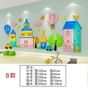 Haute qualité coloré château dessin animé 3d acrylique autocollant mural pour garçon enfants chambre école maternelle décoration murale - Product Image 6