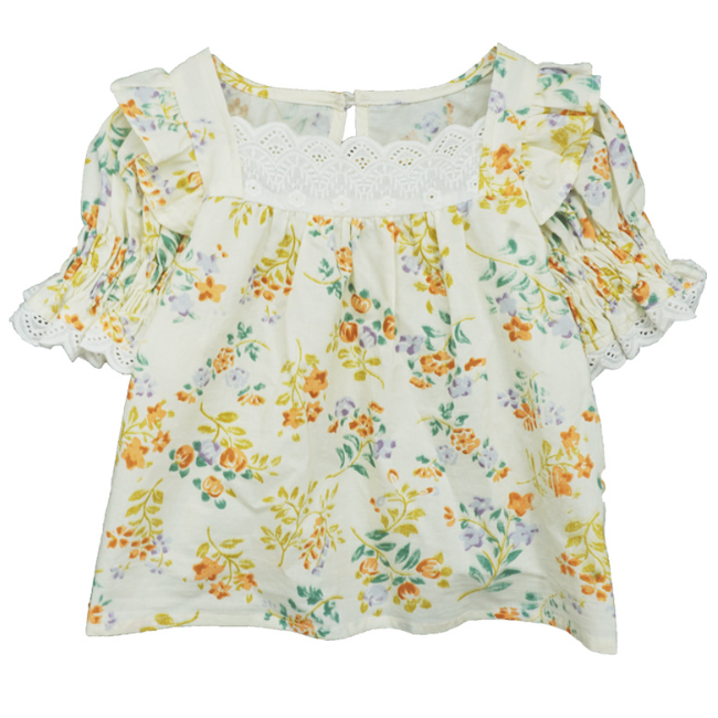 PHB 13513 летние кружевные воротники с цветочным рисунком для девочек рубашки весенние блузки с принтом