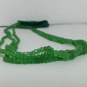 Natural Green Garnet Gemstone Faceted Rondelle Wholesale Beads Strand Supplier At Factory Price Semi Precious Beads From India