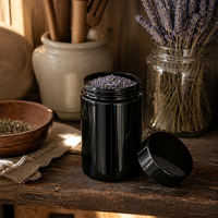 Bocaux en verre violet UV noir personnalisés de 50 ml, 100 ml, 150 ml, 200 ml, 250 ml, 500 ml pour la conservation des aliments, des herbes et des fleurs, avec couvercles en ABS/Bakélite