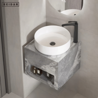 Meubles de salle de bains en marbre fritté de luxe léger et personnalisé Meuble de lavabo simple avec miroir LED