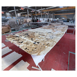 Mesa de comedor de mármol blanco <span class=keywords><strong>Patagonia</strong></span> de lujo, estilo nórdico moderno rectangular con losas de cuarcita para el hogar o el <span class=keywords><strong>restaurante</strong></span> - Product Image 6