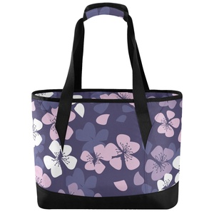Hawaiian Custom Hau Flower Thermal Lunch Box Shoulder Bags Durable Oxford <b>Material</b> Insulated <b>Cooler</b> Lunch Tote Bag - Product Image 1