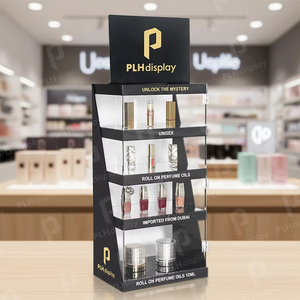 Présentoir à parfum en acrylique personnalisé avec serrure, <span class=keywords><strong>vitrine</strong></span> cosmétique transparente pour comptoir de magasin de détail, support de bouteilles d'huile de marque - Product Image 1