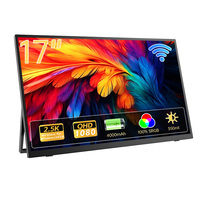 Monitor Portátil Inalámbrico Eimio de 17 Pulgadas IPS con Batería Integrada, 2.5K QHD, Funciones Completas, Tipo-C, Pantalla Externa Portátil, Compatible con OEM