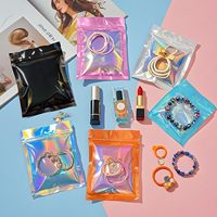Sacs refermables holographiques transparents en Mylar de 3,5 g avec fermeture éclair, anti-odeur, en plastique noir, pour bonbons, pochettes d'emballage holographiques