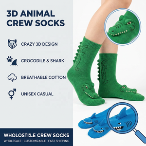 Chaussettes tricotées unisexes <span class=keywords><strong>pour</strong></span> hommes, motif animaux 3D (crocodile et <span class=keywords><strong>requin</strong></span>), chaudes, respirantes, décontractées <span class=keywords><strong>pour</strong></span> l'été – Vente en gros - Product Image 1