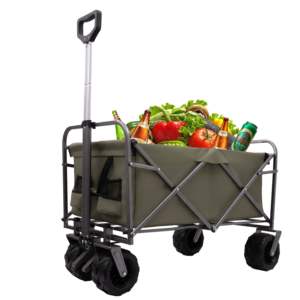 DB Foldable <b>Camping</b> Cart With Big Wheels Green Metal Outdoor Utility <b>Trolley</b> For Shopping And Beach Use - Product Image 4