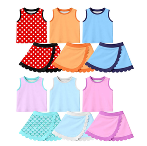 Preventa al por mayor: Conjunto de yoga de 2 piezas con diseño de dibujos animados para niñas, estilo boutique, cómodo, para verano, tenis, ropa deportiva de fábrica, MOQ 5 - Product Image 1