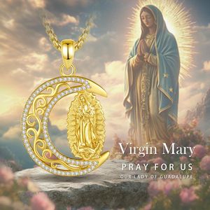 Collar de la Virgen María Merryshine, Regalo Católico, Colgante de Luna, Amuleto, Joyería de la Virgen María, Nuestra Señora de Guadalupe - Product Image 3