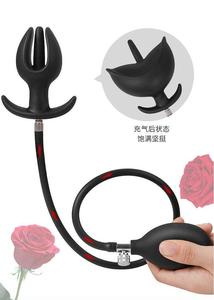 Plug anal gonflable extensible en forme de bourgeon de <span class=keywords><strong>fleur</strong></span> avec pompe séparée, masseur de prostate, dilatateur anal, jouets sexuels anaux pour hommes - Product Image 4