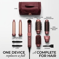 Sèche-cheveux brosse 7 en 1 haute vitesse 110 000 tr/min léger avec technologie ionique négative pour un séchage rapide, un lissage et des boucles