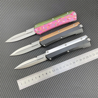 Couteau pliant tactique multifonctionnel de camping portable à lame droite avec poignée en alliage de zinc de haute qualité
