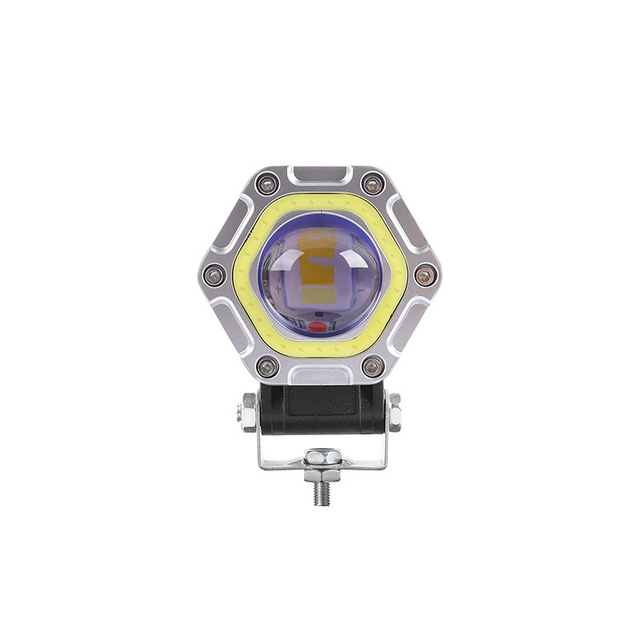 Motorcycle Front Led Spotlight 30W Aluminum Waterproof Headlight with Flashing Function 12V-24V Angel Eye Design