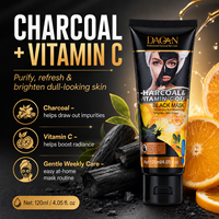 Masque facial peel-off au charbon et à la vitamine C, pour les pores dilatés et la peau terne, peaux normales et mixtes, 120 ml / 4,05 fl oz