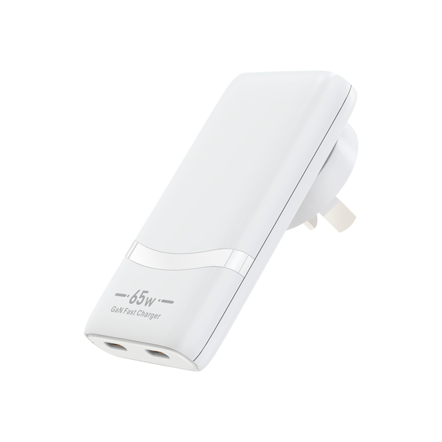 OEM 65W GaN Dual USB-C PD Fast Charger Interchangeable US AU EU UK Detachable Plug Ultra Slim Portable Laptop Charger