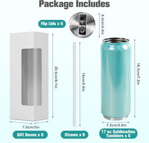 17 oz Sublimation Glitter Tumblers Cans Stainless Steel Sublimation Blanks Tumblers <b>Double</b> <b>Wall</b> Insulated Sublimation Cups - Product Image 2