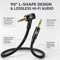 Câble d'extension audio auxiliaire 3,5 mm mâle-mâle, gaine tressée en nylon, conducteur en cuivre pour voiture, casque, téléphone portable, PC, barre de son