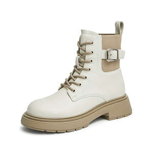 Botas <span class=keywords><strong>Martin</strong></span> de Dos Tonos para Mujer, Otoño, Suela Gruesa, Minimalistas, Utilitarias, Casuales para Oficina, Cómodas, Versátiles, Venta al por Mayor, OEM, ODM - Product Image 3