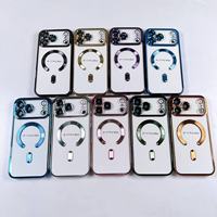 Coque de téléphone souple en silicone métallique transparente anti-rayures avec pare-chocs en TPU et support de charge sans fil pour iPhone 17 16 15