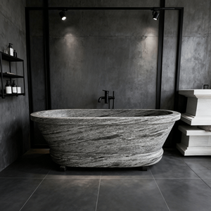 Baignoire autoportante en marbre <span class=keywords><strong>naturel</strong></span> de luxe de haute qualité personnalisée pour villa moderne Salle de bains Fonction de trempage avec égouttoir - Product Image 3