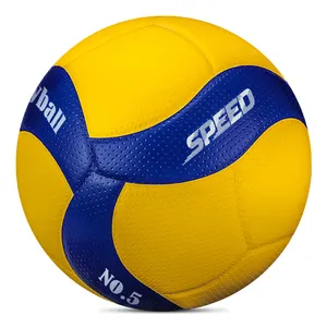 Bola de voleibol OEM tamanho oficial 5 Bola de voleibol de praia personalizada em couro PU laminado de fábrica personalizada