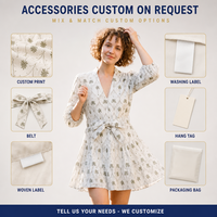 Robe midi personnalisée pour femme à imprimé palmier, col en V, coupe trapèze, taille à nouer, vente en gros, fabricant OEM ODM, marque privée